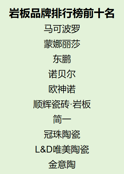 ​国内岩板品牌排行榜前十名发布：岩板哪个品牌好？一文看懂怎么选